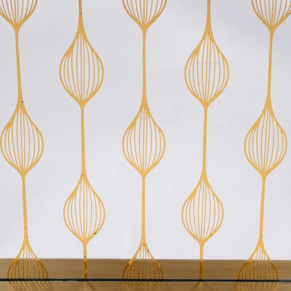 Imogen silver-gold decorative tray set with geometric pattern on mirrored surface