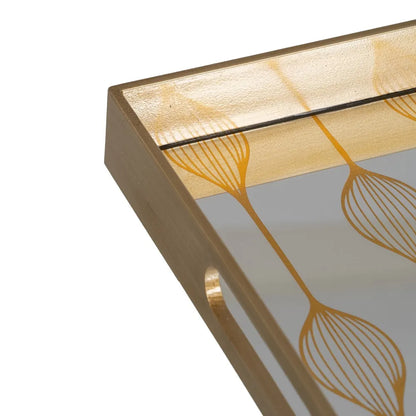 Imogen silver-gold decorative tray set with geometric pattern on mirrored surface
