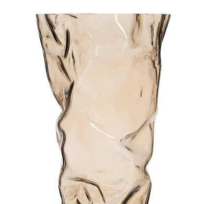 Shannon brown glass vase with a unique distorted design for home decor