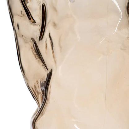 Shannon brown glass vase with a unique distorted design for home decor