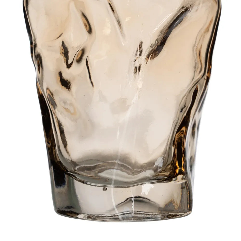 Shannon brown glass vase with a unique distorted design for home decor