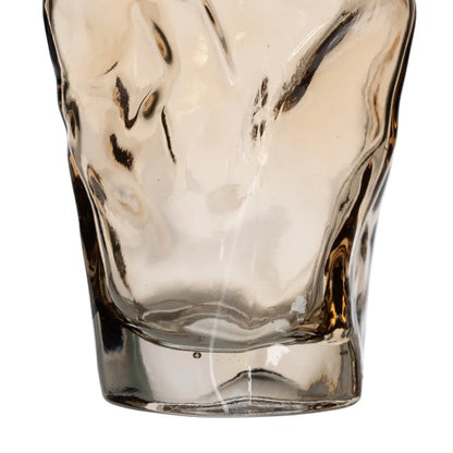 Shannon brown glass vase with a unique distorted design for home decor
