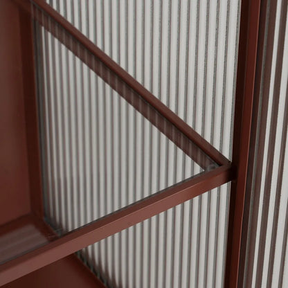 Manuel buffet with tile-colored metal frame and ribbed glass doors in a modern interior