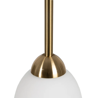 Aurora ceiling lamp with white glass shade and gold metal detail by AK Interior Living.