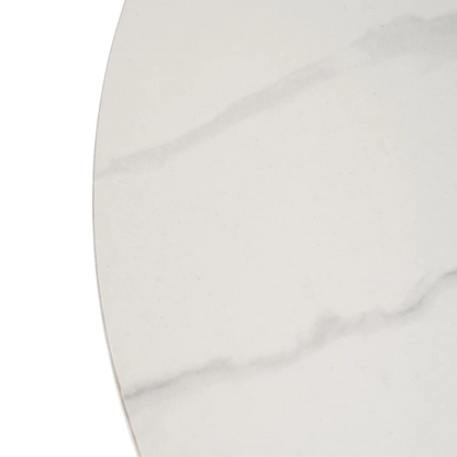 Sierra coffee table with imitation marble ceramic top and natural wood base. 2 cm thick top for a modern, durable finish. By AK Interior Living.
