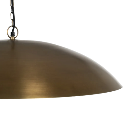 Solara pendant light in antique brass dome design with chain suspension by AK Interior Living.