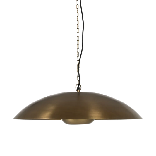 Solara pendant light in antique brass dome design with chain suspension by AK Interior Living.
