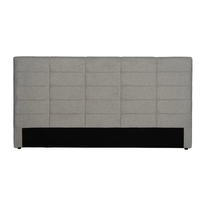 Thiago grey quilted headboard with modern stitched pattern and black base, 190 cm wide for king-size beds