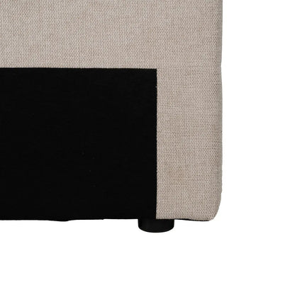 Xavier beige fabric headboard with vertical panels and black base, 160 cm wide for double or queen-sized beds