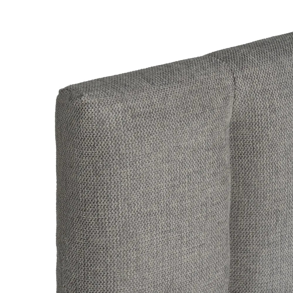 Amaia grey upholstered headboard with vertical channels, 190 cm wide, ideal for king or queen size beds, modern fabric design