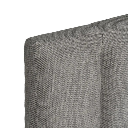 Amaia grey upholstered headboard with vertical channels, 190 cm wide, ideal for king or queen size beds, modern fabric design