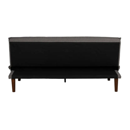 Marti Sofa Bed Grey Metal-Wood with tufted seat and wood legs in folded sofa position