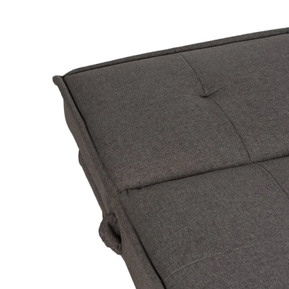 Marti Sofa Bed Grey Metal-Wood with tufted seat and wood legs in folded sofa position
