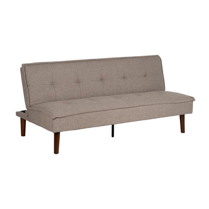 Martín Sofa Bed Beige Metal-Wood with tufted fabric and wooden legs, foldable design