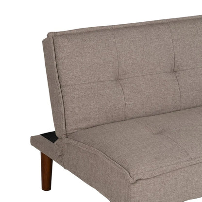 Martín Sofa Bed Beige Metal-Wood with tufted fabric and wooden legs, foldable design
