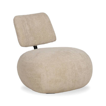 FRED fabric lounge chair with rounded seat and black metal back support from AK Interior Living