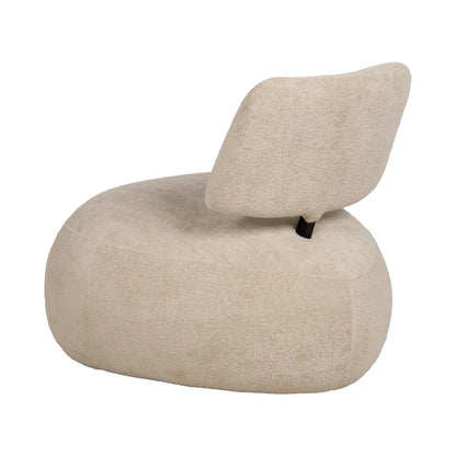 FRED fabric lounge chair with rounded seat and black metal back support from AK Interior Living