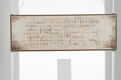 Seren abstract canvas with earthy tones and floating wooden frame, modern wall art by AK Interior Living.
