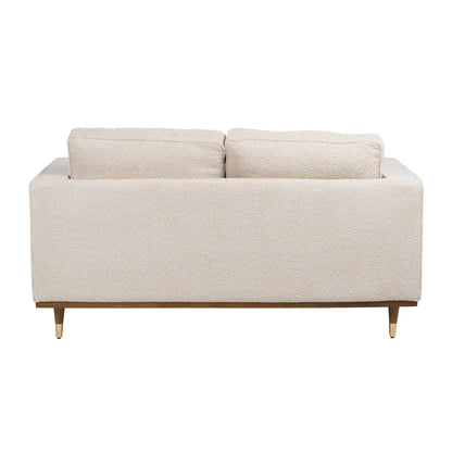 Manuel 2-Seater Sofa Beige Weave-Wood with textured fabric and wooden legs