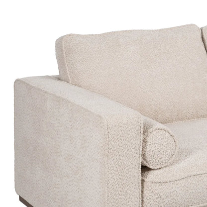 Manuel 2-Seater Sofa Beige Weave-Wood with textured fabric and wooden legs