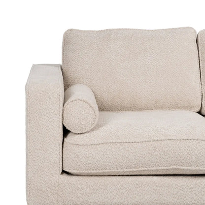 Manuel 2-Seater Sofa Beige Weave-Wood with textured fabric and wooden legs