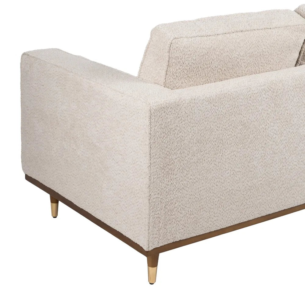 Manuel 2-Seater Sofa Beige Weave-Wood with textured fabric and wooden legs