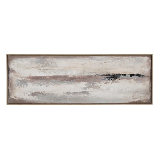 Nahla abstract canvas in neutral and warm earthy tones, elongated modern wall art by AK Interior Living.