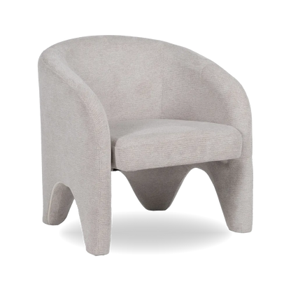 SORC modern curved armchair with fully upholstered frame and integrated legs
