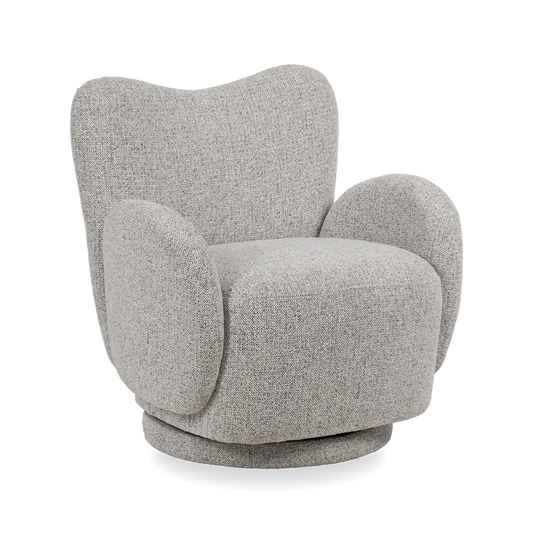 AMALA marbled fabric revolving armchair with sculpted backrest and rounded arms from AK Interior Living