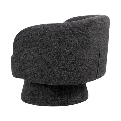 KAT fabric revolving armchair with curved backrest and rounded base from AK Interior Living