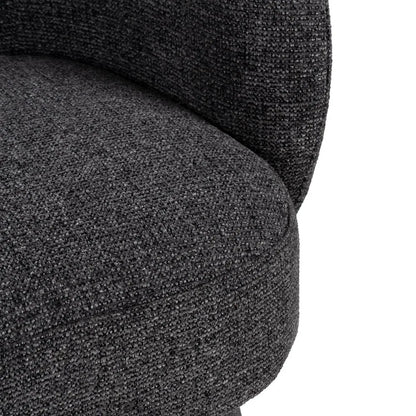 KAT fabric revolving armchair with curved backrest and rounded base from AK Interior Living