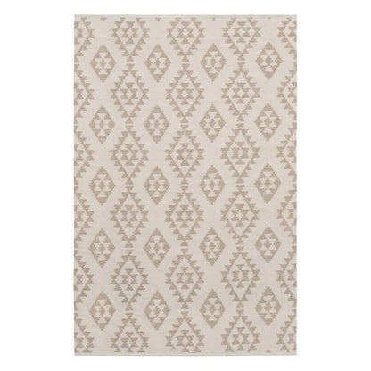 Sofia natural white wool-cotton carpet with diamond pattern
