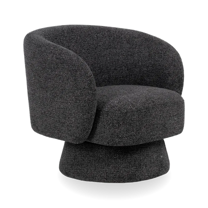 KAT fabric revolving armchair with curved backrest and rounded base from AK Interior Living