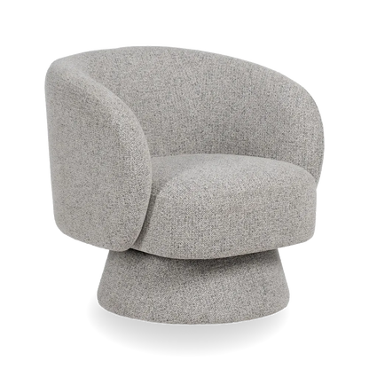 KAT fabric revolving armchair with curved backrest and rounded base from AK Interior Living