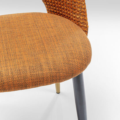 HARRY Orange Chair with textured fabric and gold-accented black legs