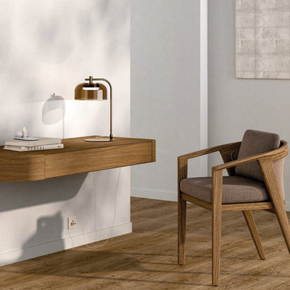 ORLANDO Table Lamp in matt black steel with clear glass shade or aged gold finish
