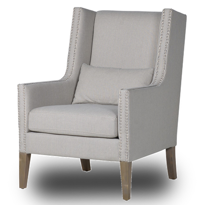 PRIYANKA Striped fabric chair with silver stud accents.