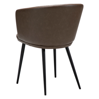 CRISTIANO Armchair in major brown bouclé fabric and faux leather, with black metal conical legs for modern interiors