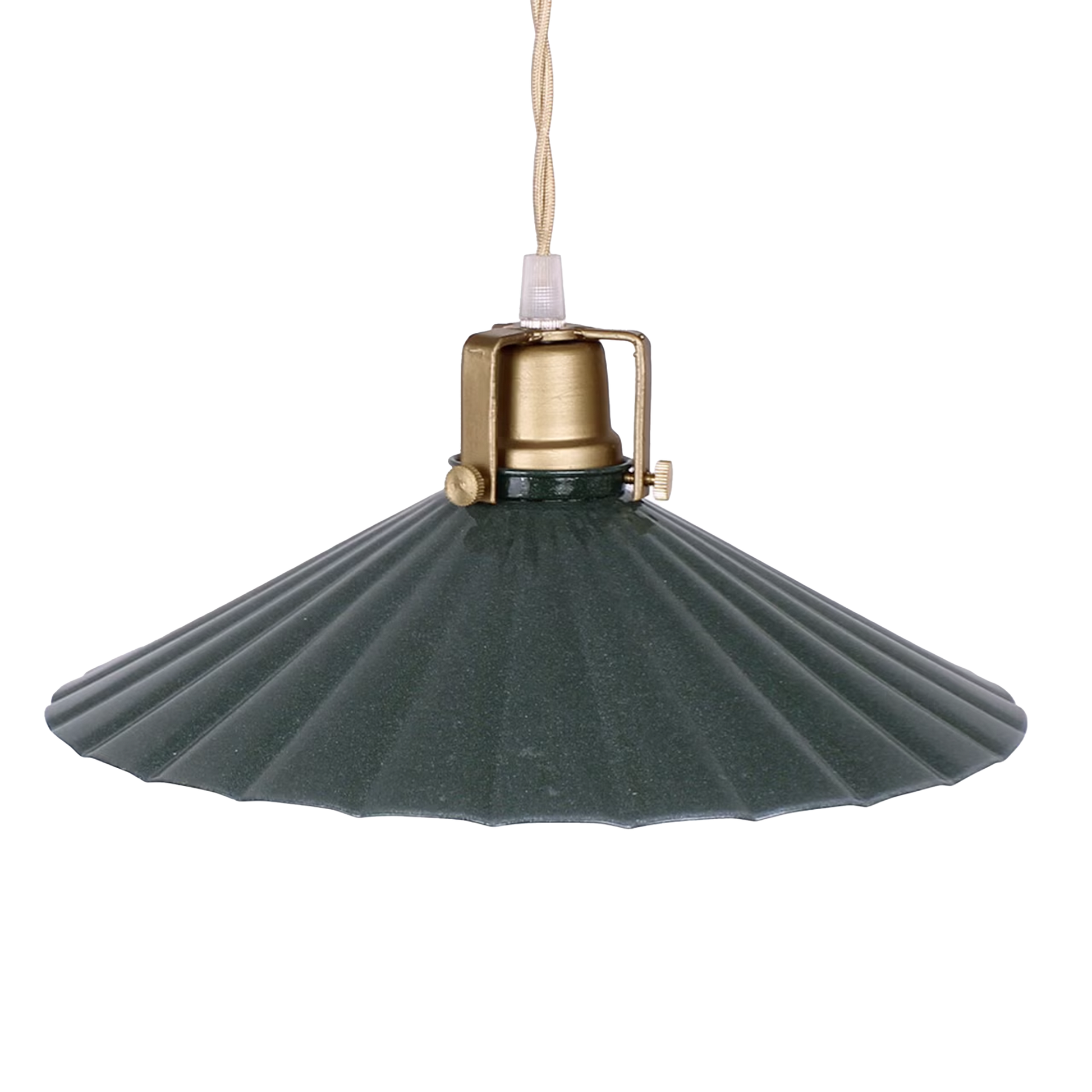 Valentina Pendant Lamp in Forest Green – elegant iron light fixture with modern pleated design
