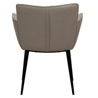 JUSTIN Armchair in desert sand fabric with sleek black metal legs, designed by Says Who