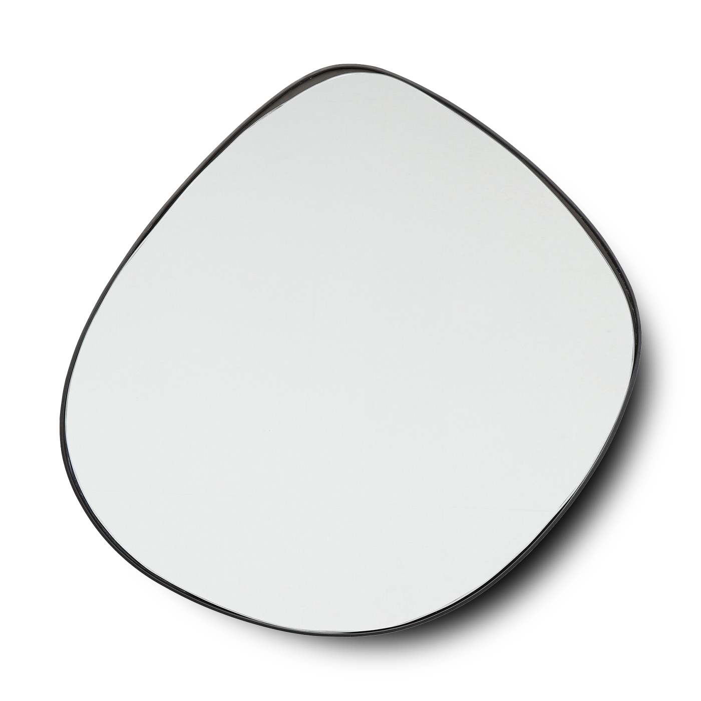 Organic-shaped wall mirror with a black frame, EVA Mirror 71x71cm.