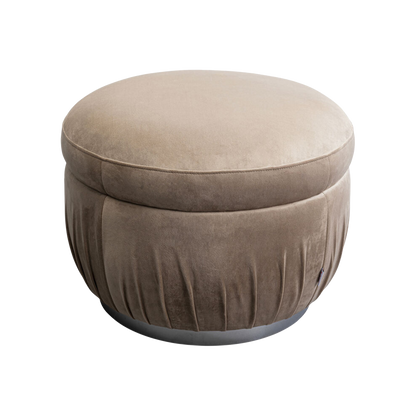 HALLE Stool Nube Grey upholstered in soft velvet with ruched detailing and cushioned top.