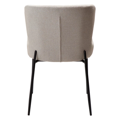Kim Chair in grey cashmere bouclé fabric with black metal legs, designed by Sanne Protin