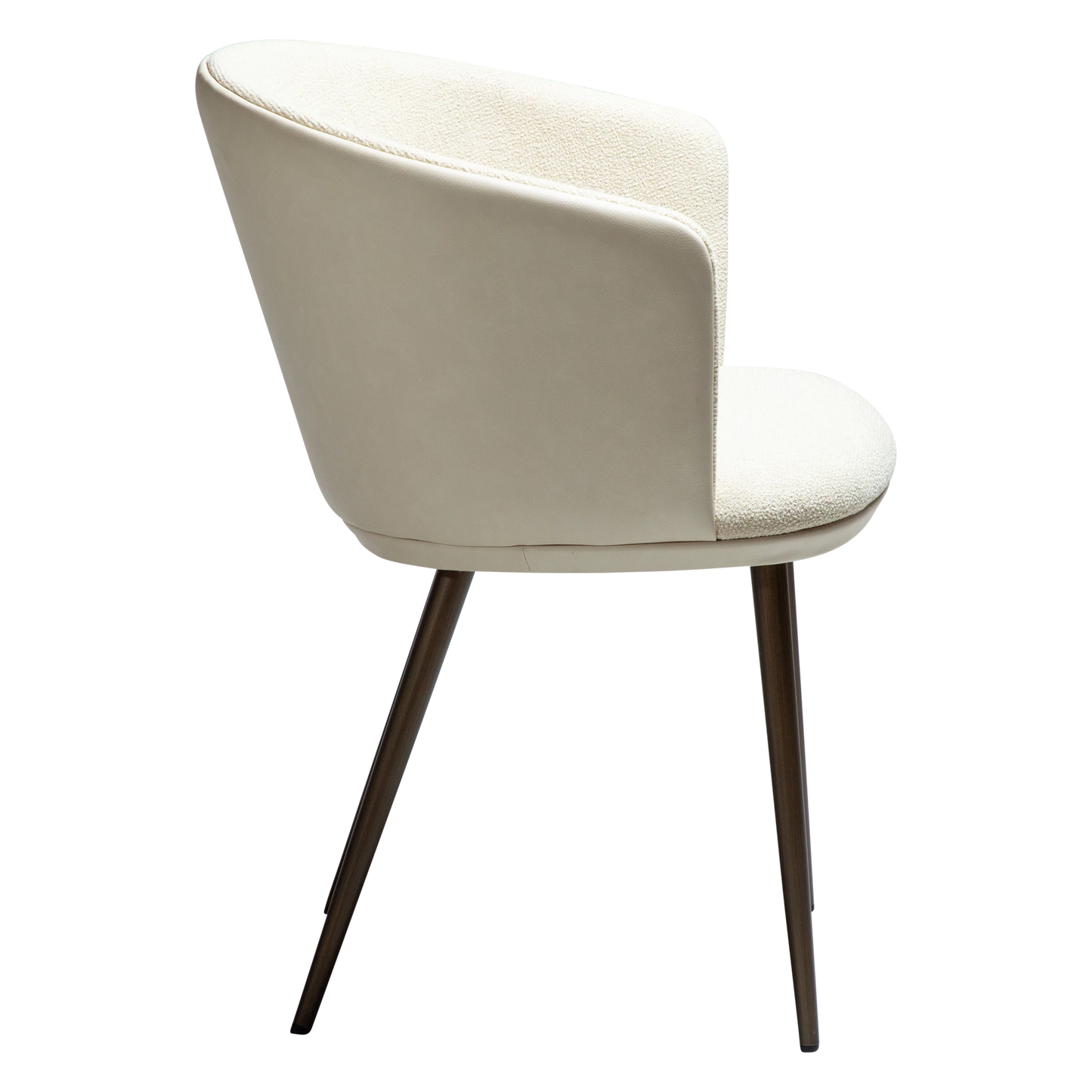 LIONEL Armchair in Frosted almond bouclé fabric with antique brass metal legs, combining elegance and comfort