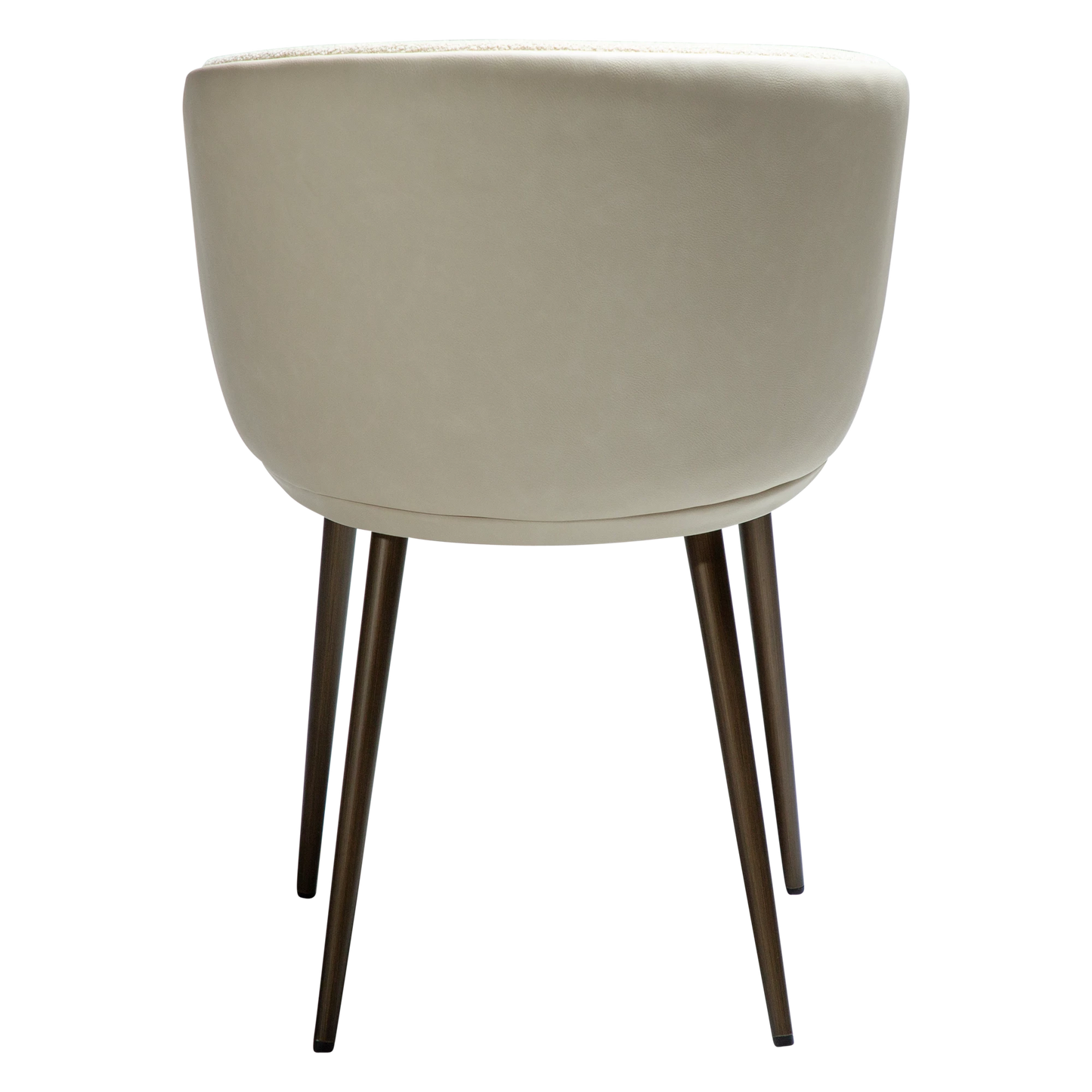 LIONEL Armchair in Frosted almond bouclé fabric with antique brass metal legs, combining elegance and comfort