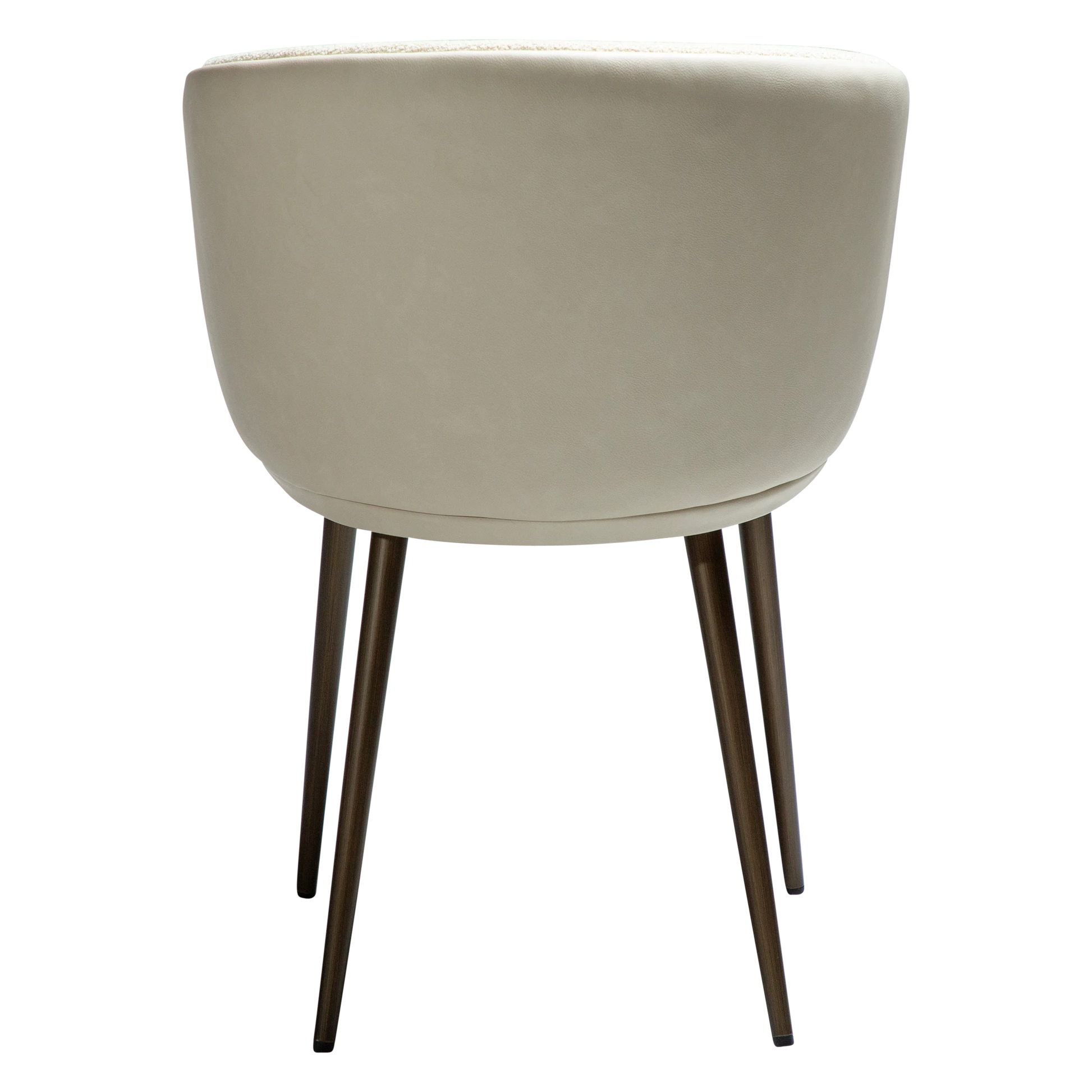 LIONEL Armchair in Frosted almond bouclé fabric with antique brass metal legs, combining elegance and comfort