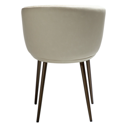 LIONEL Armchair in Frosted almond bouclé fabric with antique brass metal legs, combining elegance and comfort