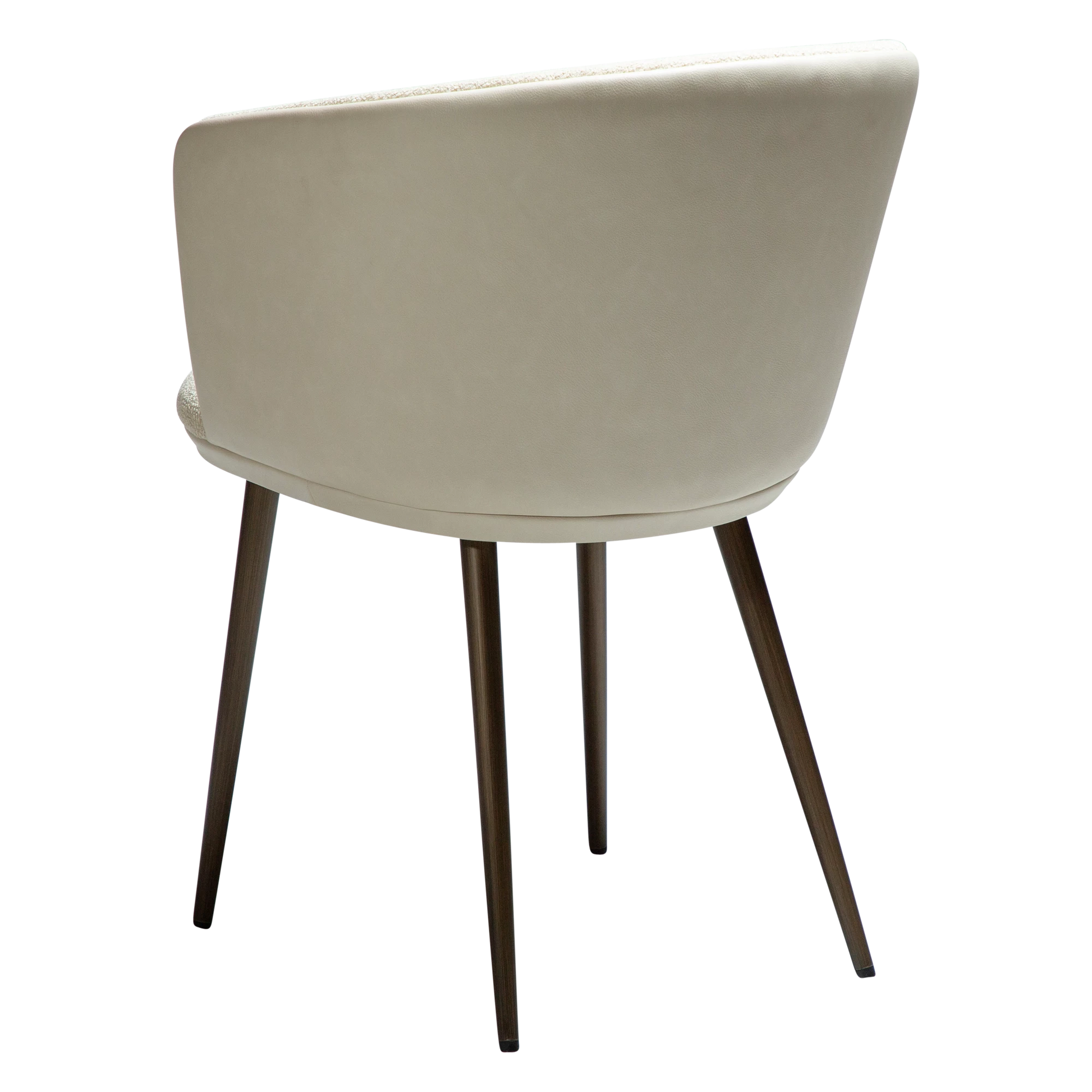 LIONEL Armchair in Frosted almond bouclé fabric with antique brass metal legs, combining elegance and comfort
