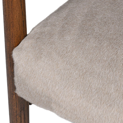 CARDI Oak Accent Chair with plush fawn-colored upholstery and solid oak frame, perfect for modern and classic interiors.