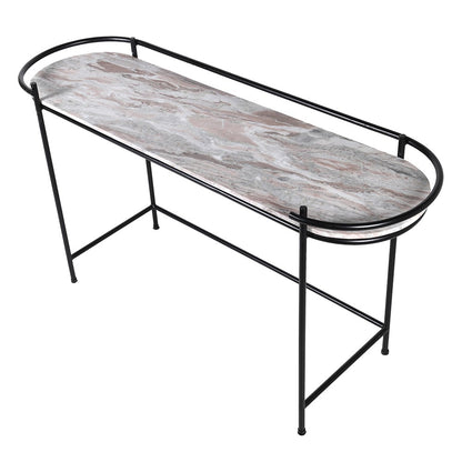 Large SHAK Marble Top Console Table with black metal frame